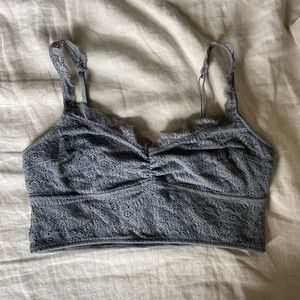 Hollister Gilly Hicks lace bralette, unlined, light gray, size medium